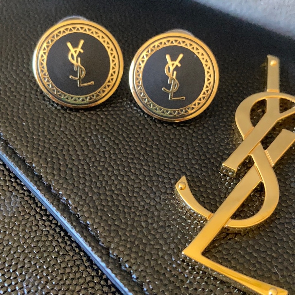 YSL button stud earrings
